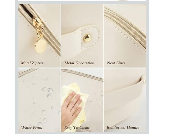 Large Capacity Travel Cosmetic Bag, Multifunctional, Waterproof, Portable, With Handle (of white) - Image 3